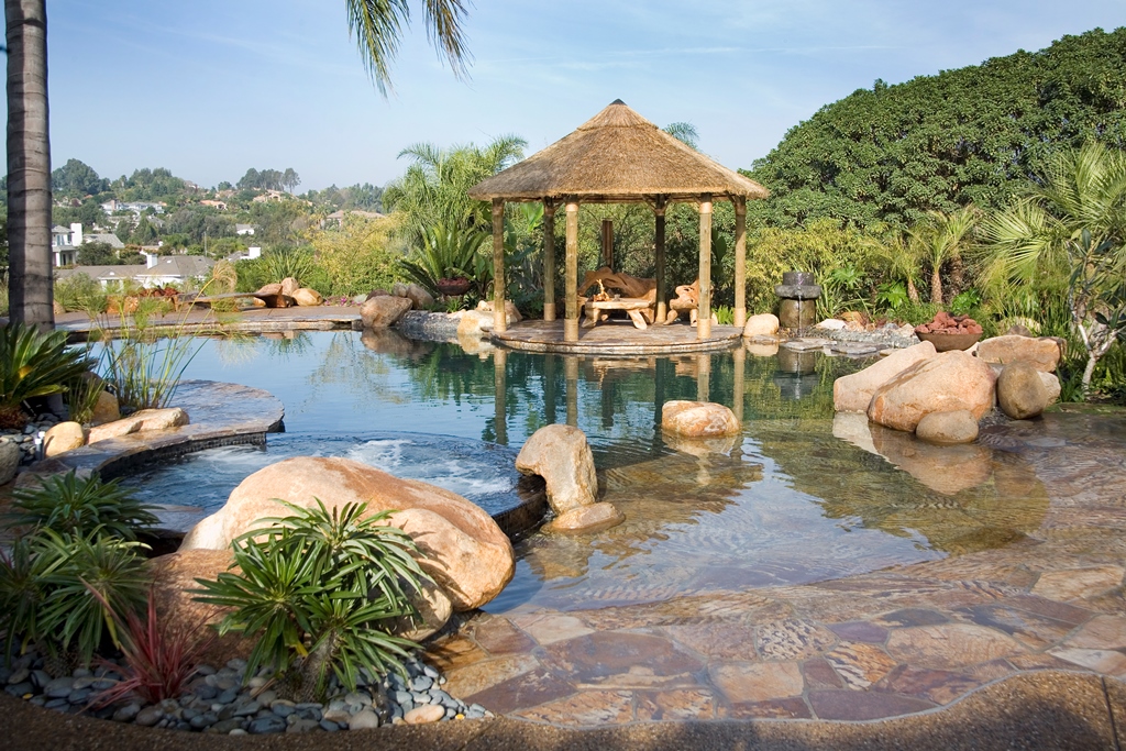 The palapa provides a focal point and destination in this Poway estate.